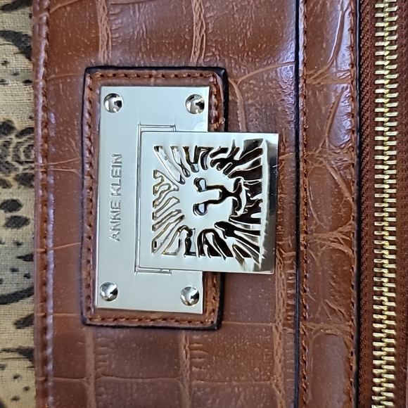 Anne Klein brown reptile pattern purse satchel - Picture 2 of 12